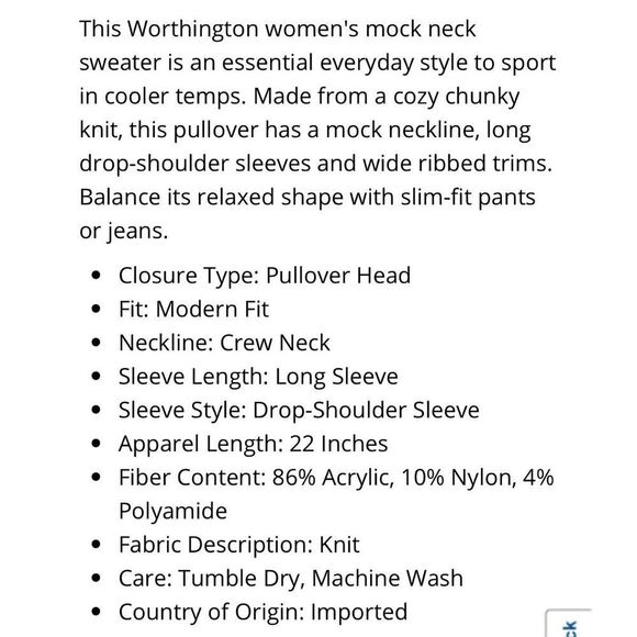 WORTHINGTON Womens Sweater XXL Crew Neck Long Sleeve Pullover Black NEW - Picture 15 of 15